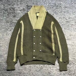 Vintage 60s Jantzen Wool Cardigan Sweater Size Medium Shawl Collar Made In USA